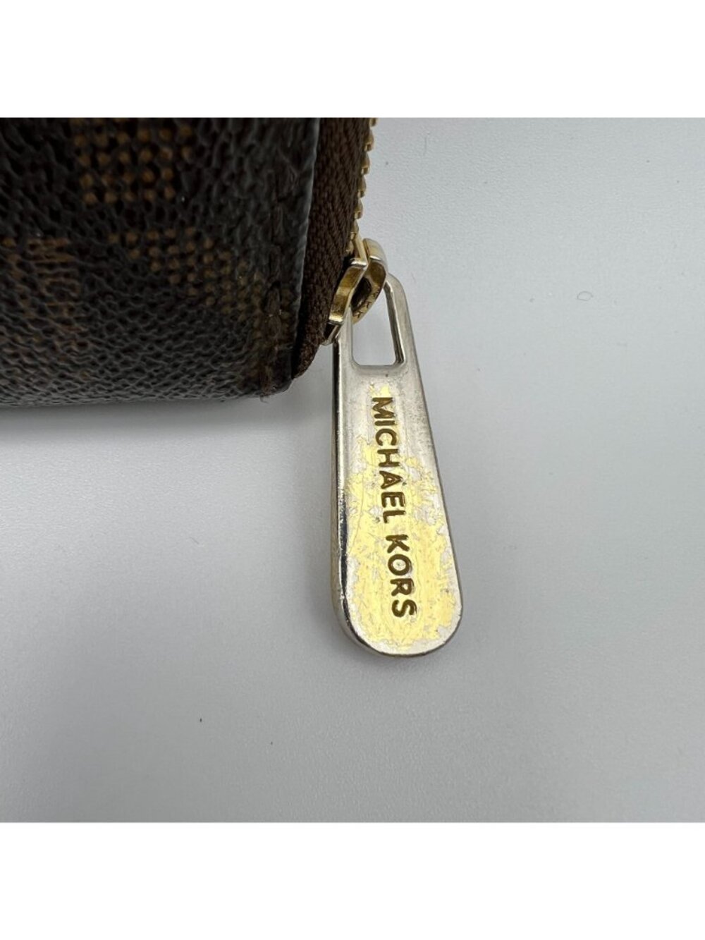 Michael Kors Brown Logo Zip-Around Wallet With Gold-Tone Hardware - Picture 4 of 7